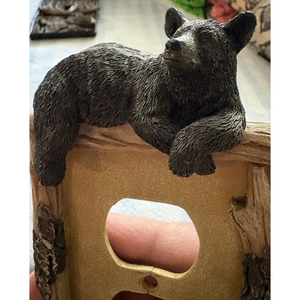 Bear Outlet Covers (2) Rustic Cabin Core Wildlife Nature Bear Resting 3D - Picture 4 of 6